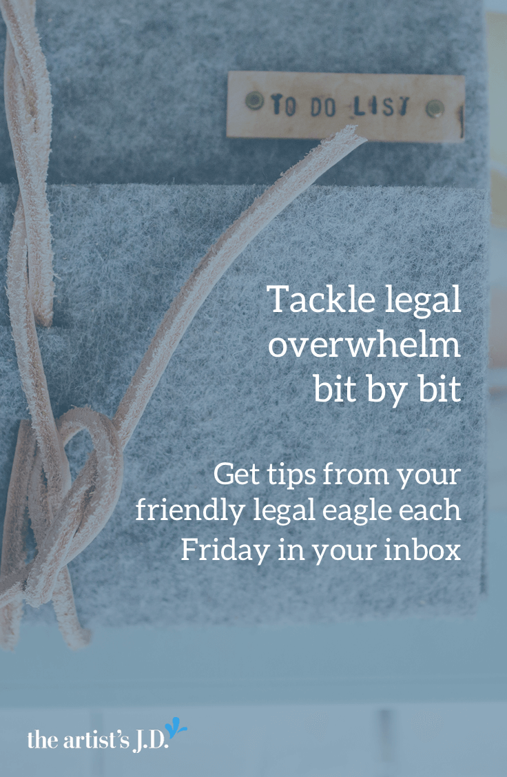 Overwhelmed by all the legal to-dos? Get a free legal tip each week in your inbox from your friendly legal eagle. Click through to sign up.