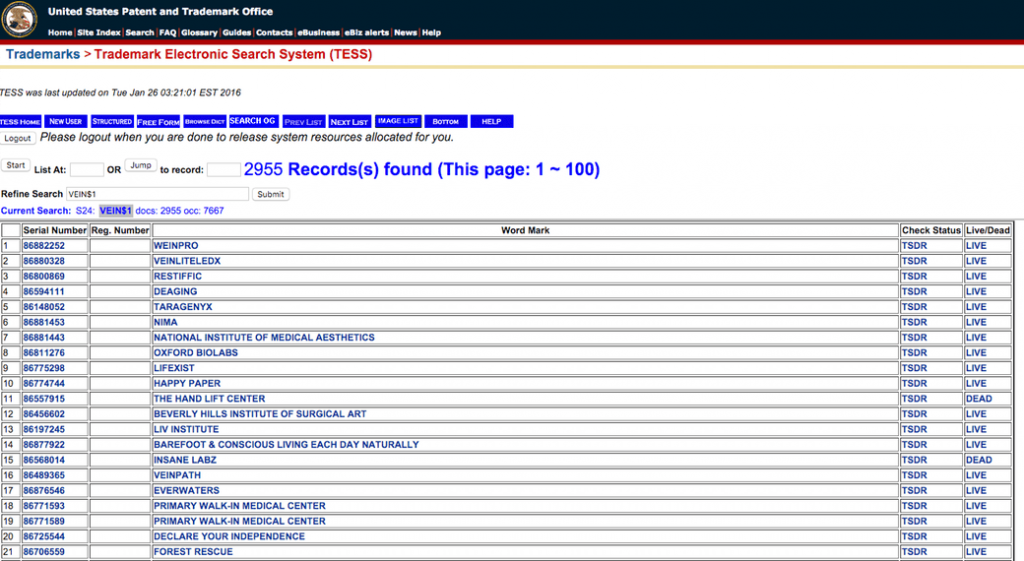 USPTO-TESS-wildcard-restriction-search-results-compressor