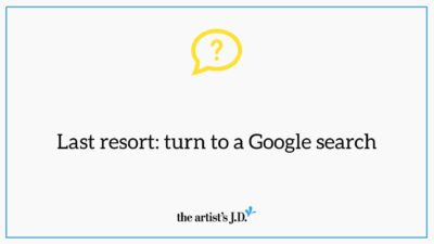 Graphic with question mark and text saying, "Last resort: turn to a Google search"