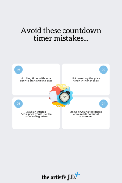 Four countdown timer mistakes as described in the bulleted list