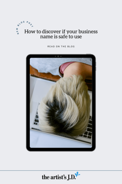 Tablet with the text overlay "How to discover if your business name is safe to use"