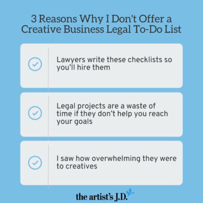 3 reasons why I don't offer a legal to-do list. (As outlined in the post.)